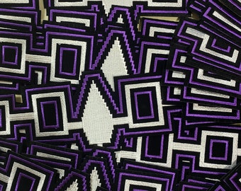 Iroquois Flag Iron On Patch, Black Velvet Wampum Belt Iron On Patch, Ready To Press
