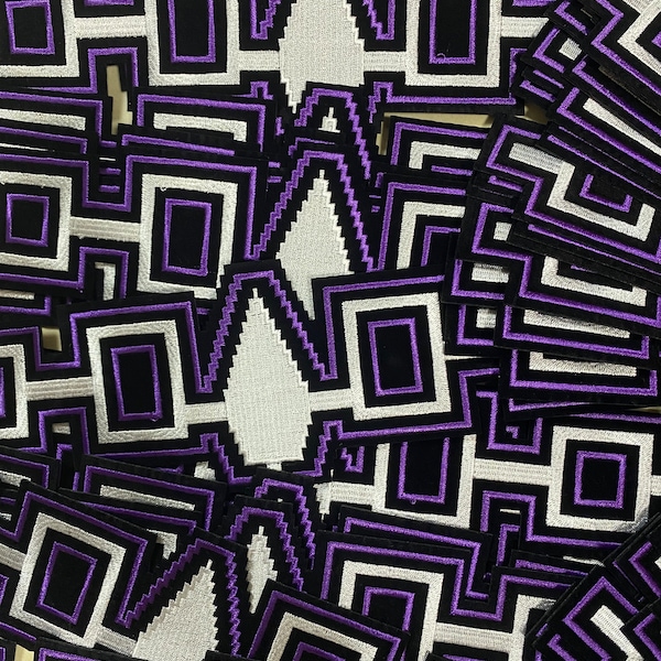 Iroquois Flag Iron On Patch, Black Velvet Wampum Belt Iron On Patch, Ready To Press