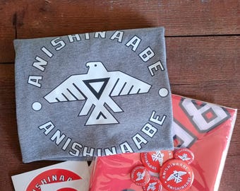 Anishinaabe Flag Pack, Native Flag, Stickers, T-shirt, Pins