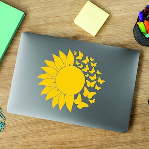 Sonnenblume Vinyl Aufkleber, Sonnenblume Schmetterling Aufkleber