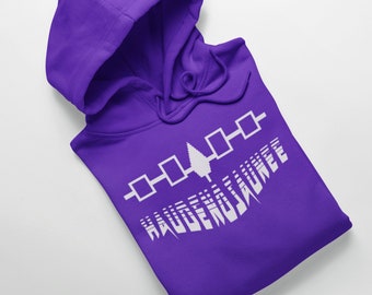 Haudenosaunee Pullover Unisex Hoodie, Wampum Purple Hoodie, Haudenosaunee Tie Dye Hoodie