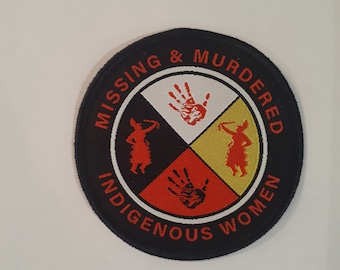 MMIWG Patch, Missing and Murdered Indigenous Women Iron on Patch, Red Handprint Patch, Four Direction Iron on Patch