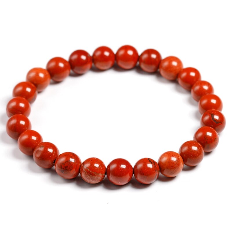 Red Jasper Natural Stone Bracelet 8mm Bead Stretch Bracelet