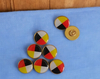 Medicine Wheel Lapel Pin, Four Directions Lapel Pin, Printed Lapel Pin with Epoxy Dome Imprint