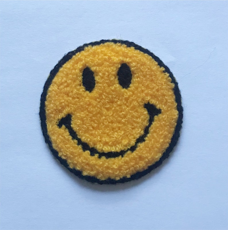 Happy Face Chenille Patch,Smiley Face Chenille Patch