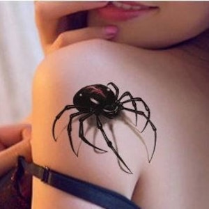 Tatuaggi temporanei 2 ragni Halloween 3d vedova nera tatuaggi finti  realistici sottili durevoli -  Italia