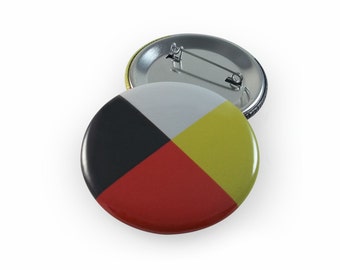 Medicine Wheel Pinback Button, Magnet, Pocket Mirror, Printed Button Badge, Zipper Pull, Badge Reel