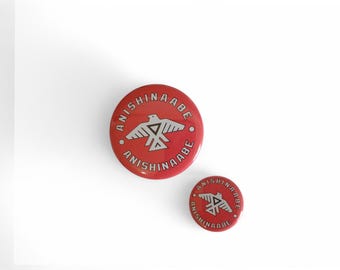 Anishinaabe Flag Pinback Button, Magnet, Printed Button Badge
