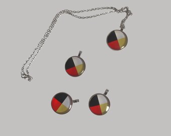 Four Directions Double Sided Glass Photo Pendant
