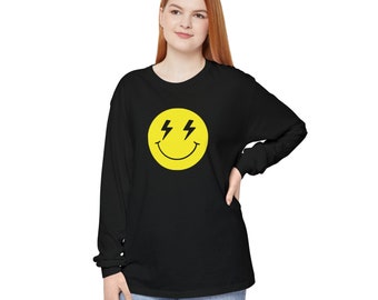 Smiley Face, Reflective Iron On Smiley Face, Glitter Iron On Happy Face, Ready to Press, Lightning Bolt Happy Face
