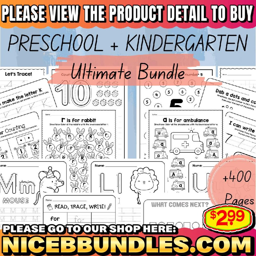 Preschool Pre-k + Kindergarten Learning Bundle | +400 Pages | Printable ...