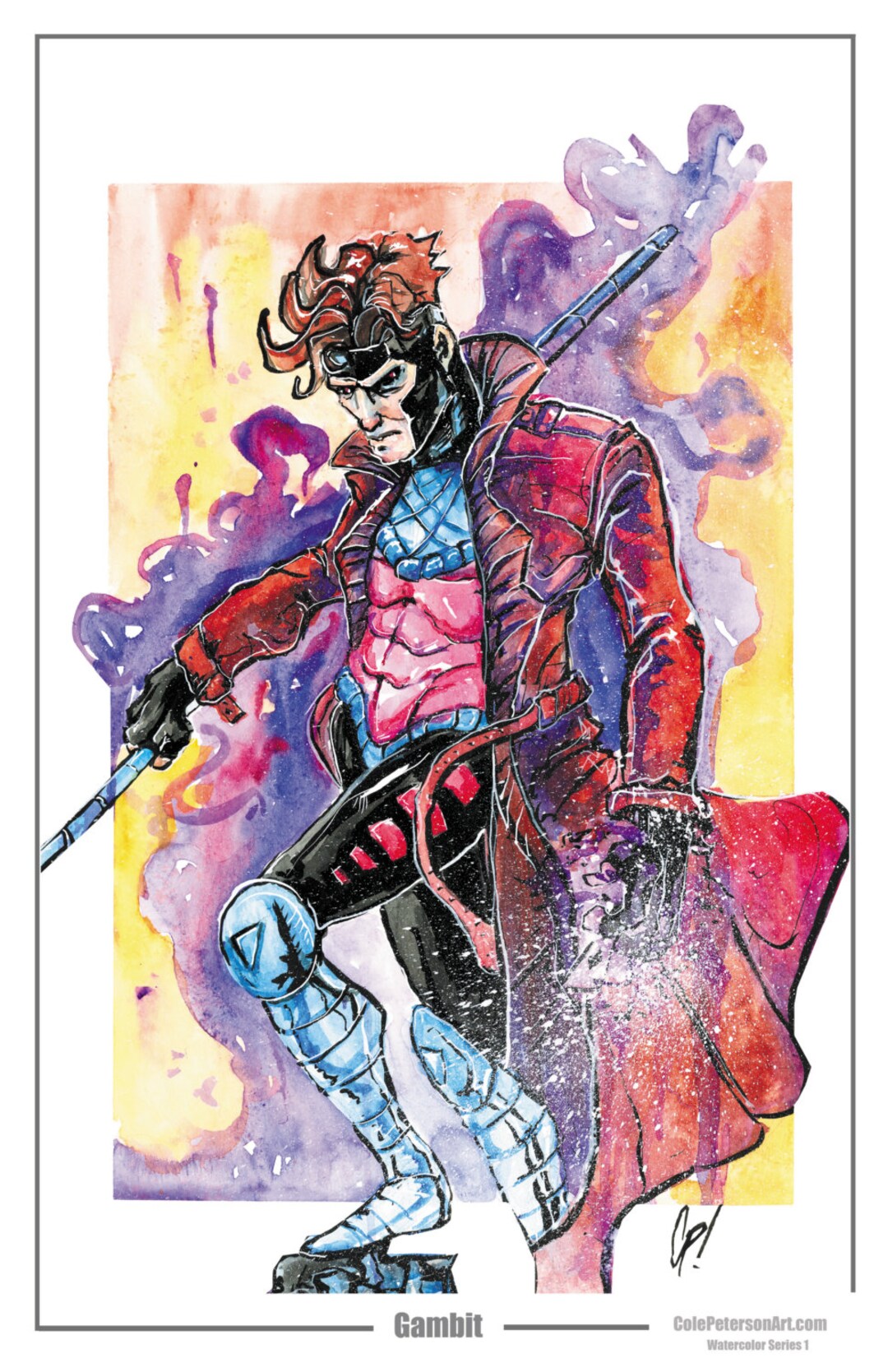 Gambit Watercolor Print - Etsy