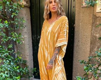 Summer Kimono Kaftan, Unisex Holiday, Loose fit Robe, Beach Cover up, Cover up, Home dress, lockdown loungewear, maternity, boho, bohemian