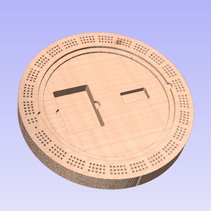 Round cribbage board with lid and storage CNC file .DXF, .CRV, .svg