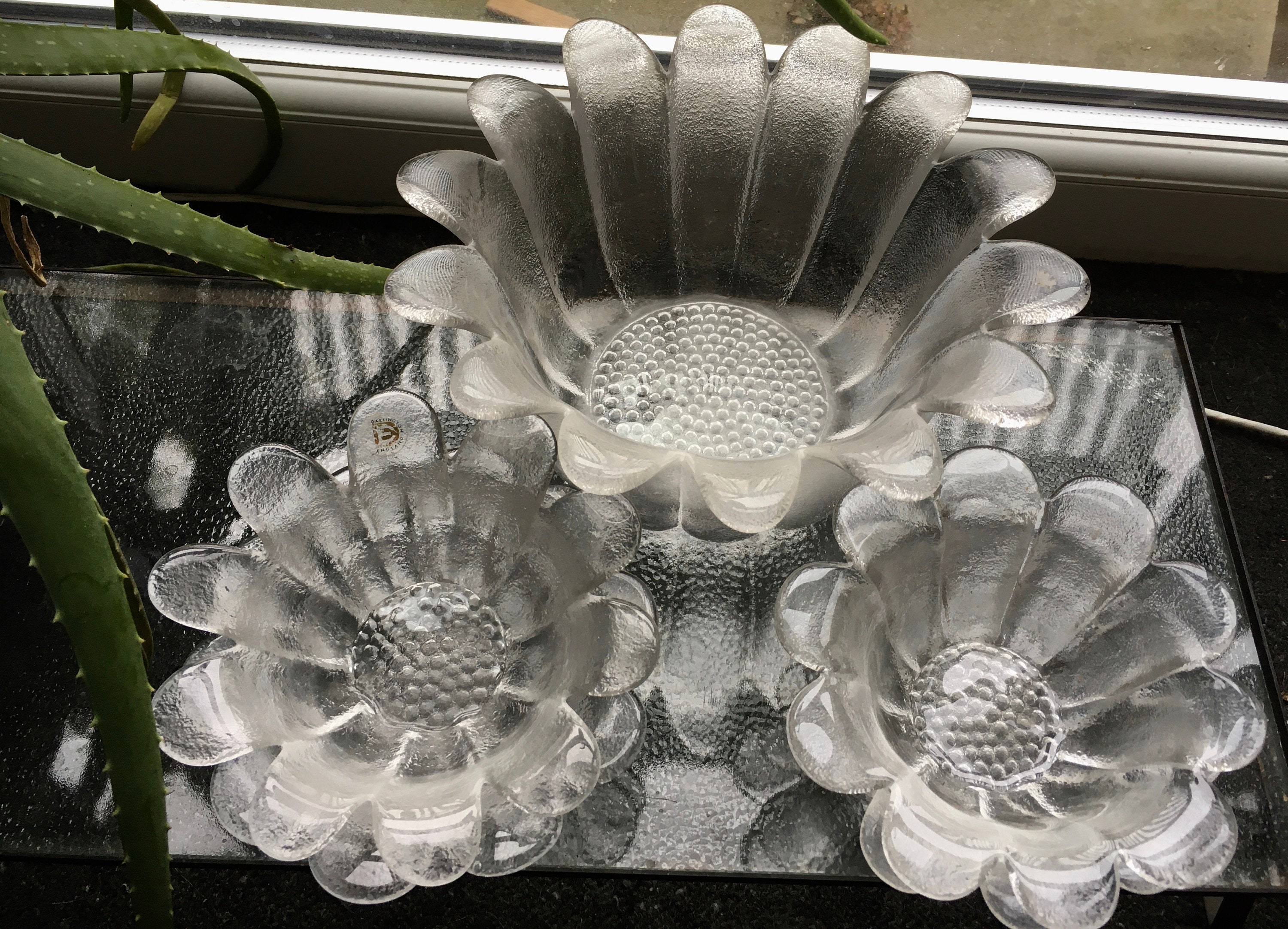 Vintage DARTINGTON GLASS Daisy Collection set deep large bowl Etsy