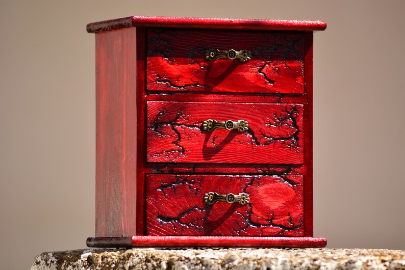 Cofre del boticario de madera roja cofre de madera rojo caja | Etsy