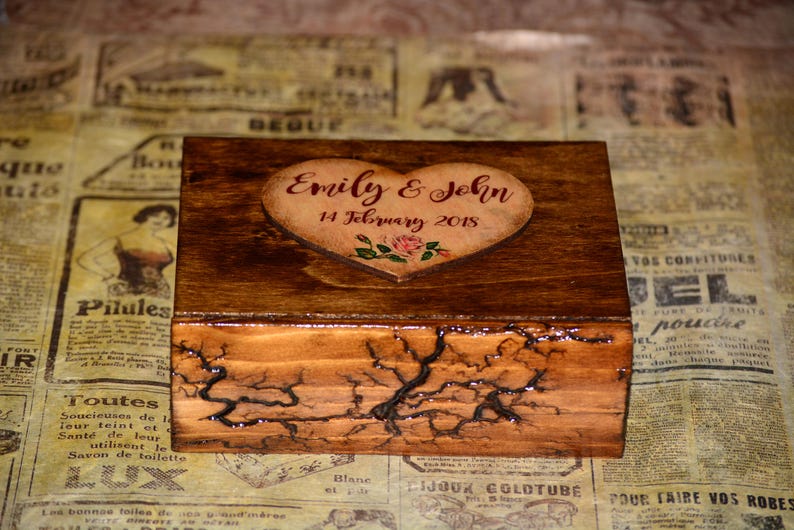 Wedding Heart Ring Box,brown Wooden Ring Box,ring Box,wedding Ring