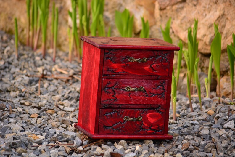 Cofre del boticario de madera roja cofre de madera rojo caja | Etsy