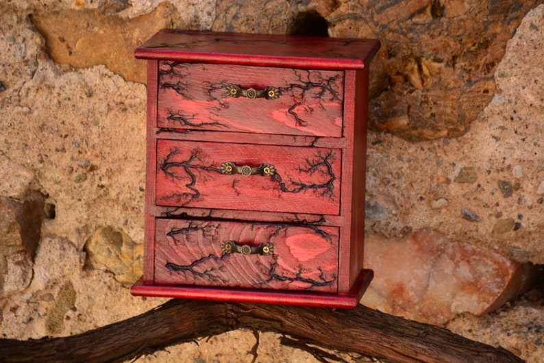 Cofre del boticario de madera roja cofre de madera rojo caja | Etsy