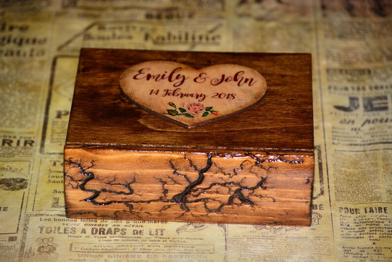 Wedding Heart Ring Box,brown Wooden Ring Box,ring Box,wedding Ring