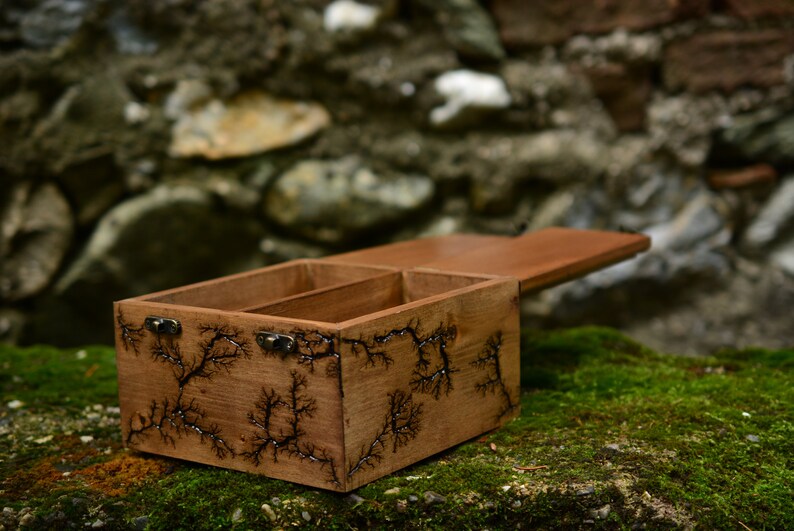 Rustic Handmade Wooden Tea Box Holder Peacock Design Two - Etsy