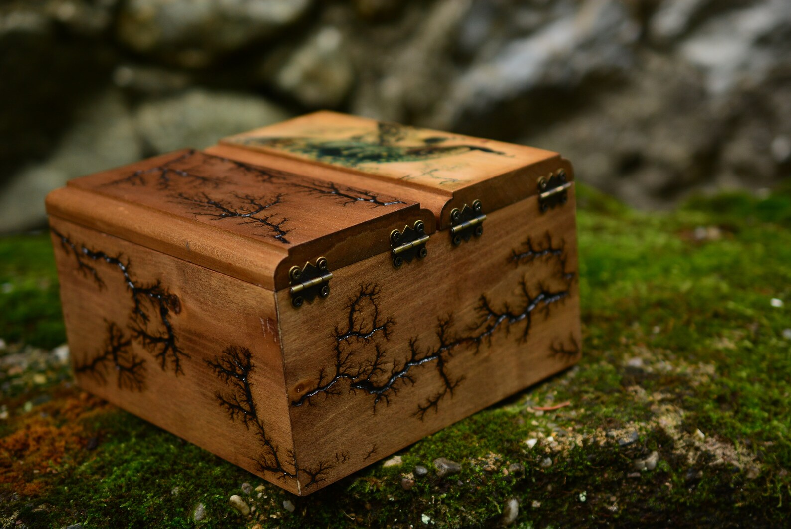 Rustic Handmade Wooden Tea Box Holder Peacock Design Two - Etsy