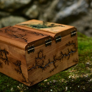 Rustic Handmade Wooden Tea Box Holder Peacock Design, Two Compartments ...