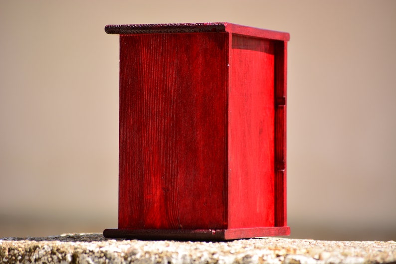 Cofre del boticario de madera roja cofre de madera rojo caja | Etsy