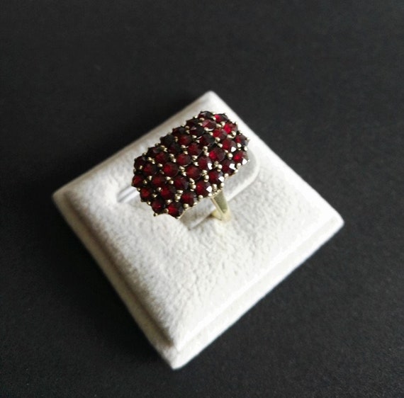 Garnet Ring, Bohemia Garnet, Art Nouveau, Garnet,
