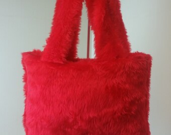 red fur bag