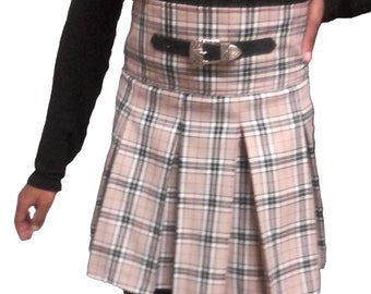 Girl Brown, white and red Tartan pleated SKirt