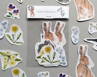 Easter Stickers • Pack of 14 nature stickers • Biodegradable stickers • Spring nature stickers • Easter gift