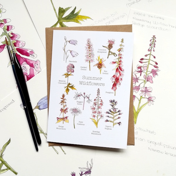 Summer Wildflowers Greetings Card • Wildflowers Birthday Card • Personalised Card • Nature Journal inspired