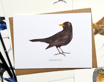 Blackbird watercolour greetings card • Bird Birthday Card •Nature card • Personalised card • Bird Lover card