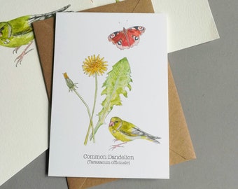 Löwenzahn- & Schmetterlingskarte: British Nature Art, Recycling-Karte