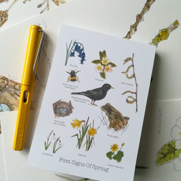 First Sign Of Spring A6 Notepad - Spring notepad, Nature gift, Eco Stationary gift, bird notebook, nature notebook, jotter