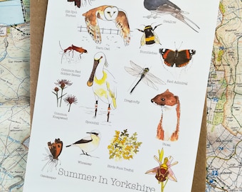 Sommer in Yorkshire Grußkarte: Britische Vögel, Natur Kunst