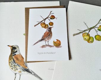 Apfel & Wacholderfarn Winterkarte: Britische Natur Aquarellgrüße