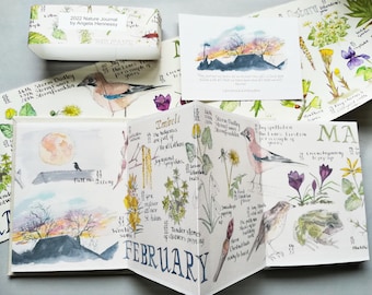 2022 Handmade Nature Journal Buch: Concertina Aquarell Skizzenbuch