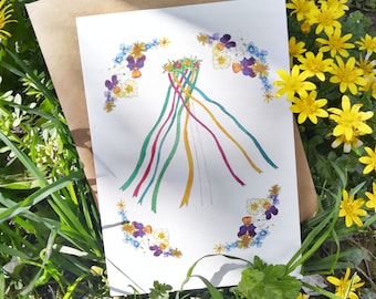 Beltane Karte • Maibaum • Frühlings Karte • Rad des Jahres • Mai Tag