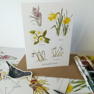 Frühlingsblumen Karte • Osterkarte • Frühlingskarte • Schneeglöckchen Karte • Imbolc Karte • Personalisierte Karte
