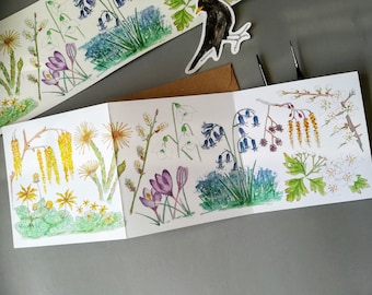 Frühling Hoffnung Konzertina Karte • Frühling Geburtstag • Natur Journal Karte • Frühlings Wildblumen • Glockenblume Karte