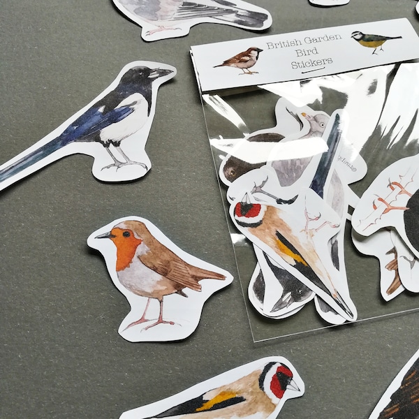 British Garden Bird Stickers: Watercolor Nature Journaling, Pack of 10