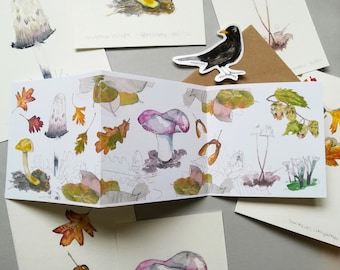 Herbst Freuden Concertina Karte • Samhain Karte • Pilze Karte • Herbst Geburtstagskarte • Herbst Geburtstagskarte