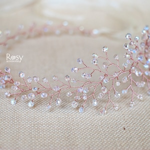 Rose Gold Hair Piece, Rose Gold diadem, Crystal Wreath, Wedding hair vine, Crystal Hair Piece, Bridal hair halo, Wedding tiara