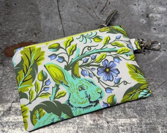 Tula Pink Rabbit Rabbit Mini Zip, Rabbit Pouch, Tula Pink Hop to It Pouch, Bunny Wallet ...