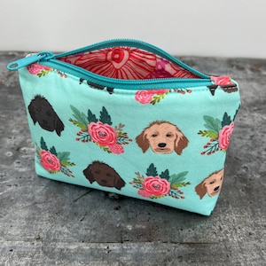 Floral Labradoodle Pouch, Zipper Pouch, Labradoodle Bag, Labradoodle Gift, Makeup Bag, Toiletry Bag, Floral Dog Travel Bag, Cute Dog Pouch