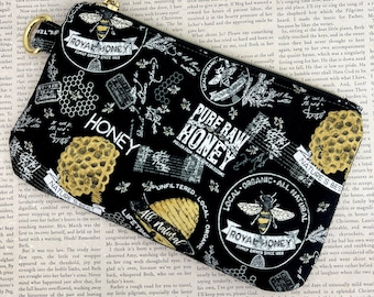 Honey Bee Pouch, Bumble Bee Zipper Pouch, Bee Purse, Honey Gifts, Honey Bee Clutch Purse, Save the Bees, Honey Bee Gifts, Cosmetic Pouch,