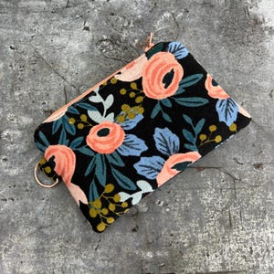 Rifle Paper Co. Canvas Pouch, Rosa Collection, Garden Party, Floral Zipper Pouch, Floral Wallet, Rifle Paper Canvas Pouch, Coin Purse, Bag