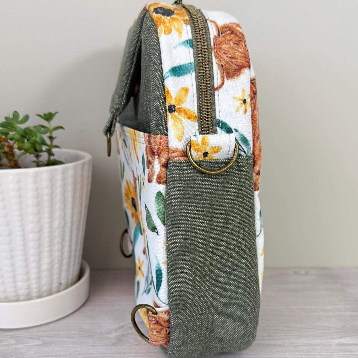 Pebble Sling Bag, Mini Sling, Highland Cow Backpack, Convertible ...
